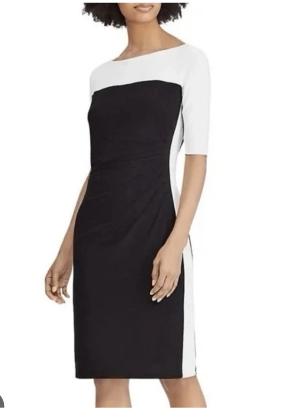 Ralph Lauren Classic Black and White Sheath Dress Women's Professional 10